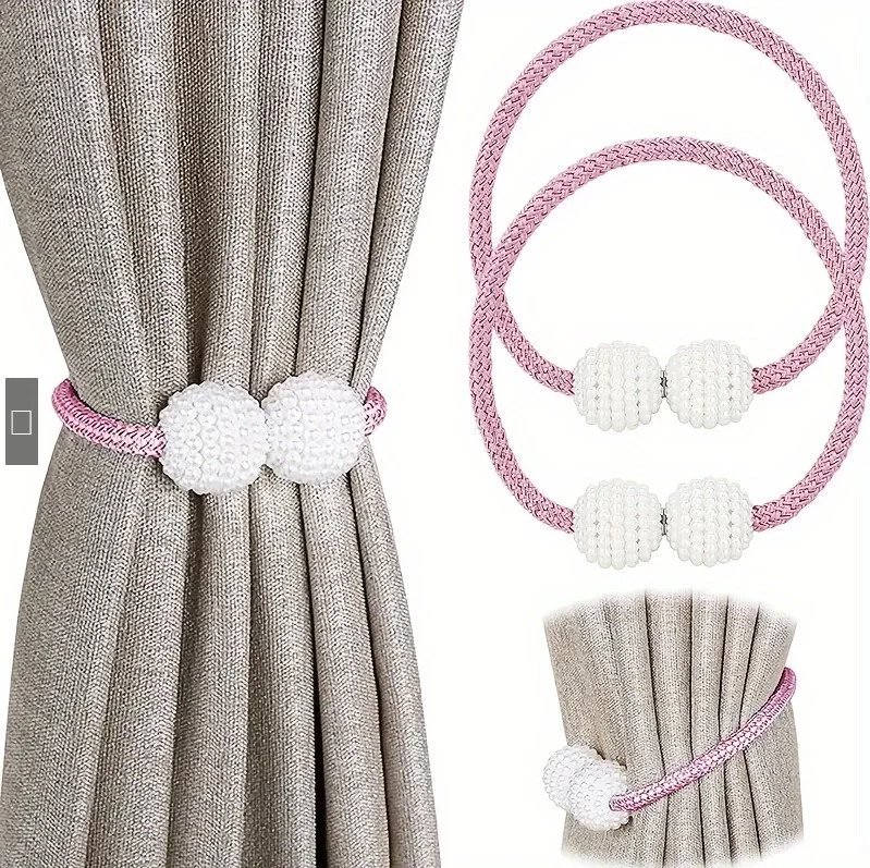 Purple । Magnetic Curtain Tieback with Big Pearl Ball (1 Pair) । CN-28