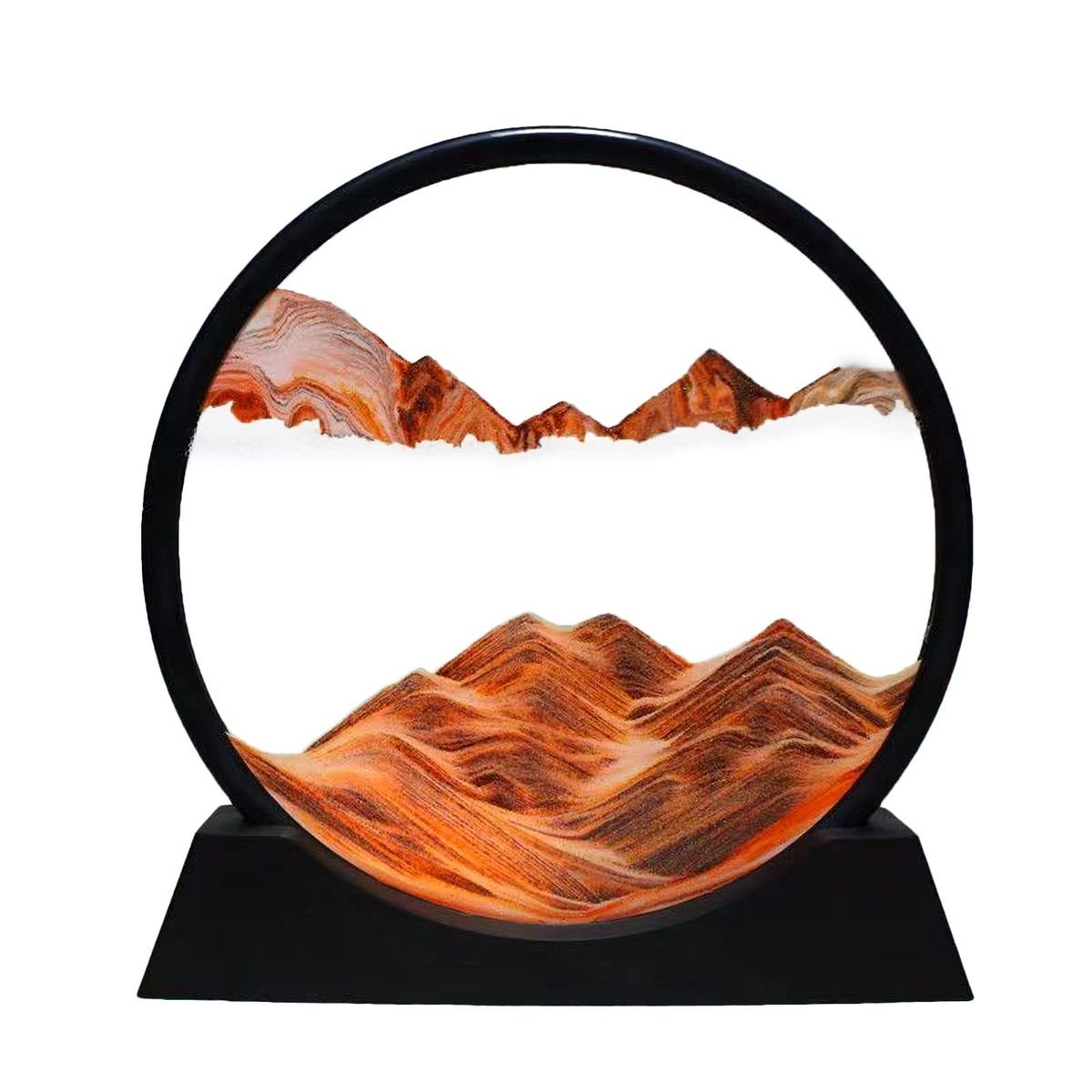 Orange । Round Glass 3D Deep Sea Sandscape  in Motion (12 inch) । CN-23